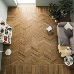 Керамогранит Rondine J86582 Vintage Brune Chevron 7.5x40.7